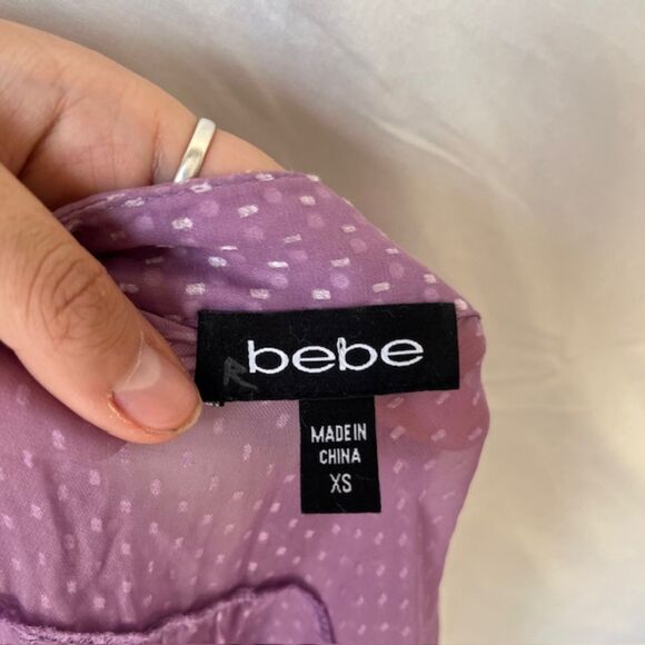 Bebe Xs sheer purple vintage flowy top - Picture 6 of 6